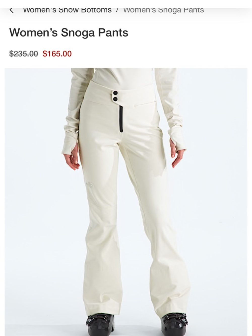 The North Face Women's Cream Boot-Cut Snow Pants